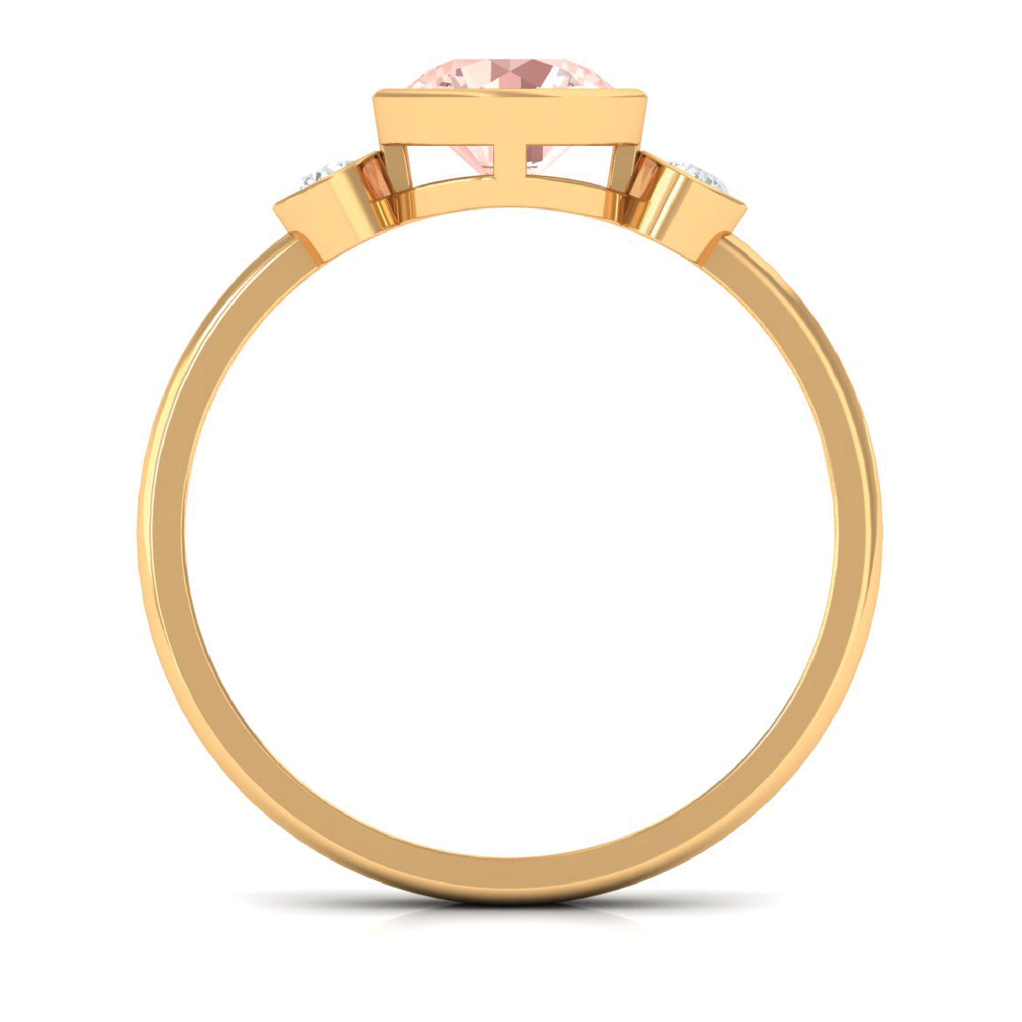 Morganite and Diamond Engagement Ring in Bezel Setting Morganite - ( AAA ) - Quality - Rosec Jewels