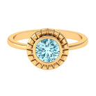 Bezel Set Aquamarine Solitaire Engagement Ring Aquamarine - ( AAA ) - Quality - Rosec Jewels