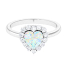 Heart Shape Ethiopian Opal Halo Engagement with Diamond Ethiopian Opal - ( AAA ) - Quality - Rosec Jewels