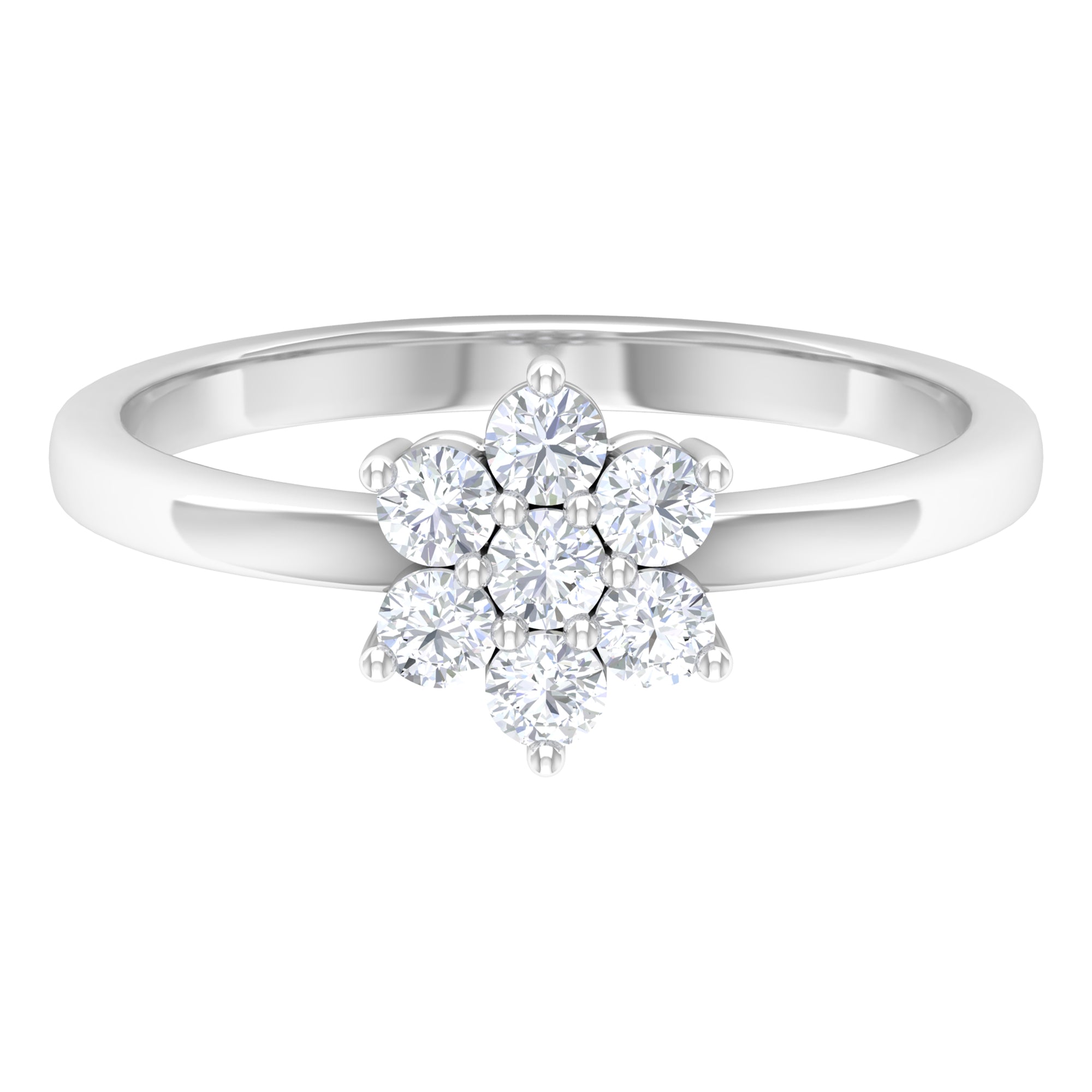 Simple Round Moissanite Flower Cluster Ring Moissanite - ( D-VS1 ) - Color and Clarity - Rosec Jewels