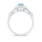 1 CT Antique Sky Blue Topaz and Diamond Engagement Ring with Milgrain Details Sky Blue Topaz - ( AAA ) - Quality - Rosec Jewels