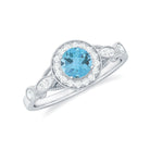 1 CT Antique Sky Blue Topaz and Diamond Engagement Ring with Milgrain Details Sky Blue Topaz - ( AAA ) - Quality - Rosec Jewels