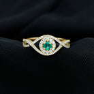 Lab Grown Emerald and Diamond Crossover Ring Lab Created Emerald - ( AAAA ) - Quality - Rosec Jewels