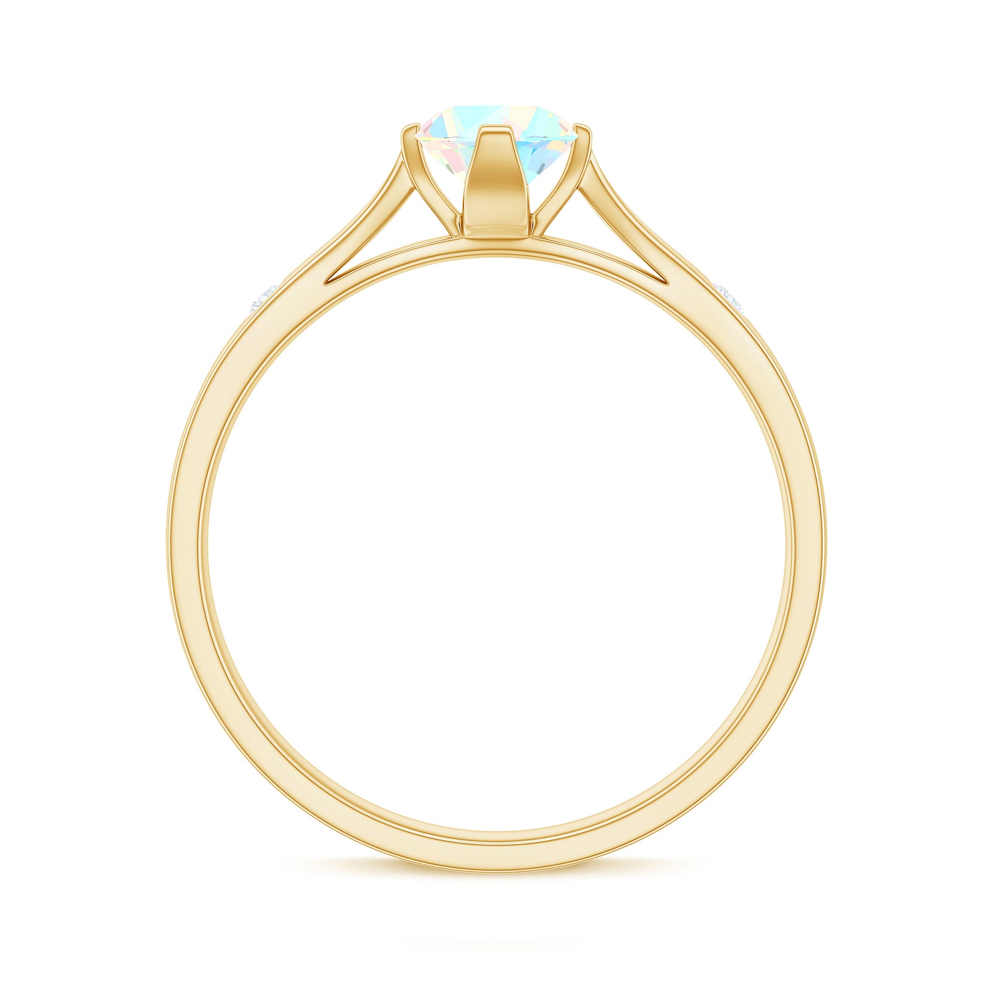 Natural Ethiopian Opal Solitaire Ring with Diamond Ethiopian Opal - ( AAA ) - Quality - Rosec Jewels