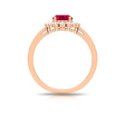 Ruby and Diamond Floral Engagement Ring Ruby - ( AAA ) - Quality - Rosec Jewels