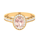 2 CT Morganite Engagement Milgrain Ring with Diamond Accent Morganite - ( AAA ) - Quality - Rosec Jewels