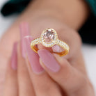 2 CT Morganite Engagement Milgrain Ring with Diamond Accent Morganite - ( AAA ) - Quality - Rosec Jewels