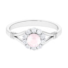 1 CT Rose Quartz Flower Engagement Ring with Diamond Halo in Split Shank Rose Quartz - ( AAA ) - Quality - Rosec Jewels