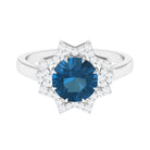 London Blue Topaz Star Shape Engagement Ring with Diamond London Blue Topaz - ( AAA ) - Quality - Rosec Jewels