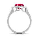 Created Ruby Star Shape Engagement Ring with Diamond Lab Created Ruby - ( AAAA ) - Quality - Rosec Jewels