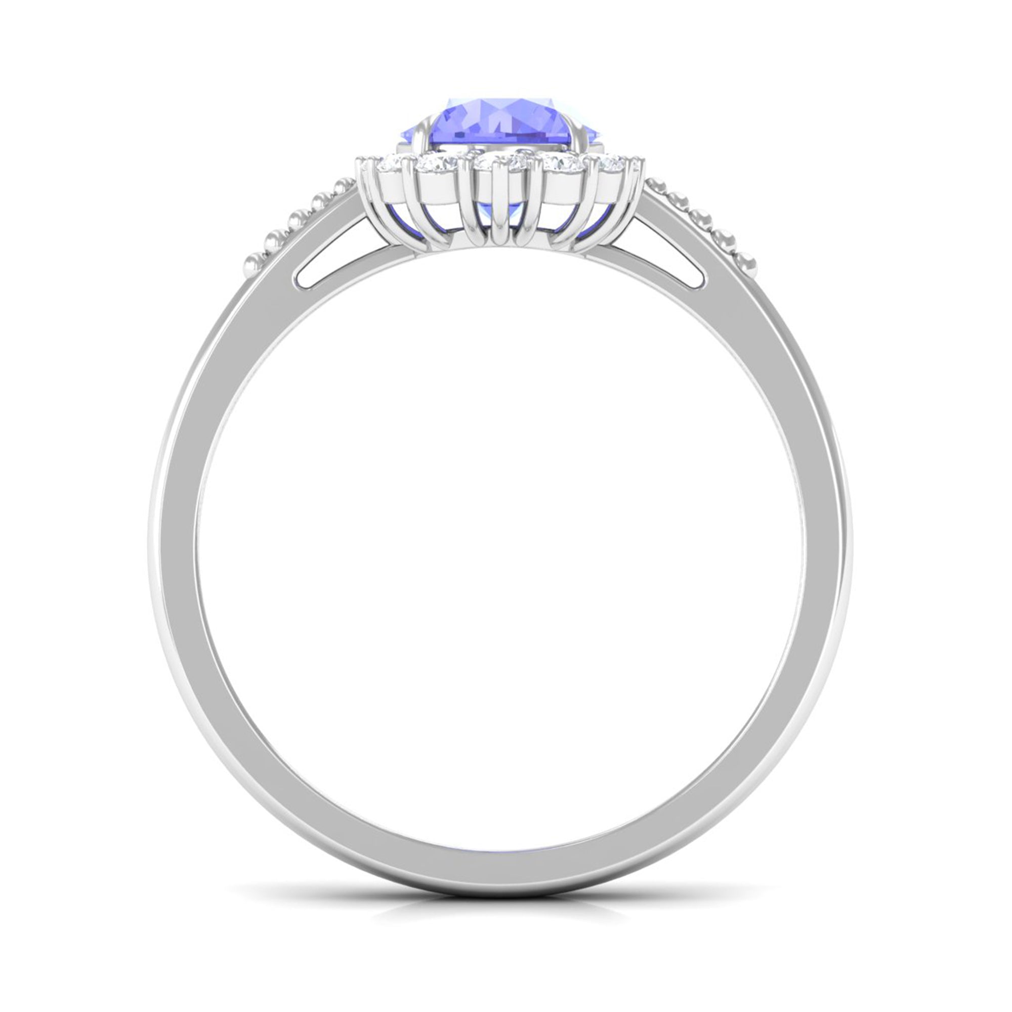 1.25 CT Natural Tanzanite Engagement Ring with Diamond Accent Tanzanite - ( AAA ) - Quality - Rosec Jewels