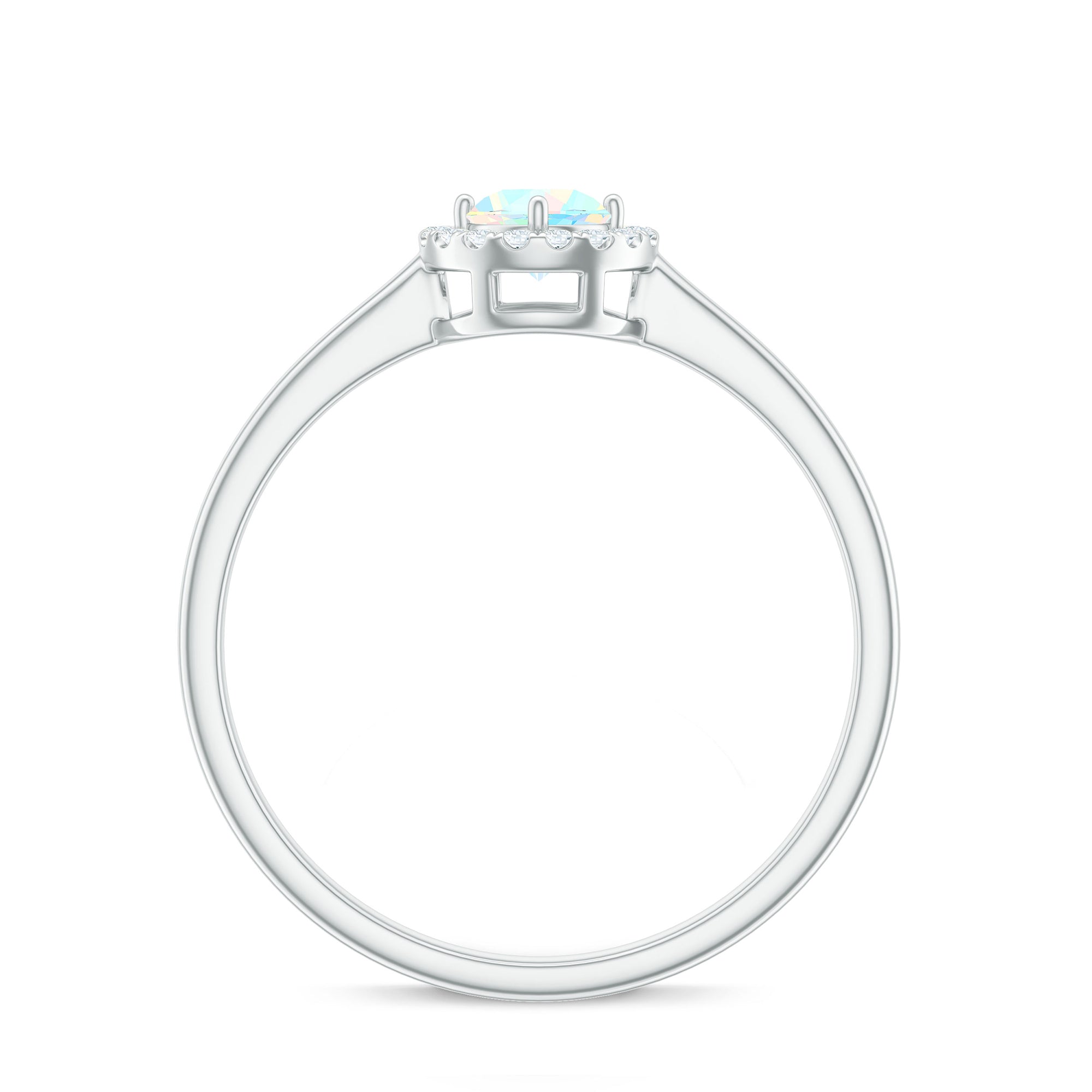 Ethiopian Opal Promise Ring with Diamond Halo Ethiopian Opal - ( AAA ) - Quality - Rosec Jewels