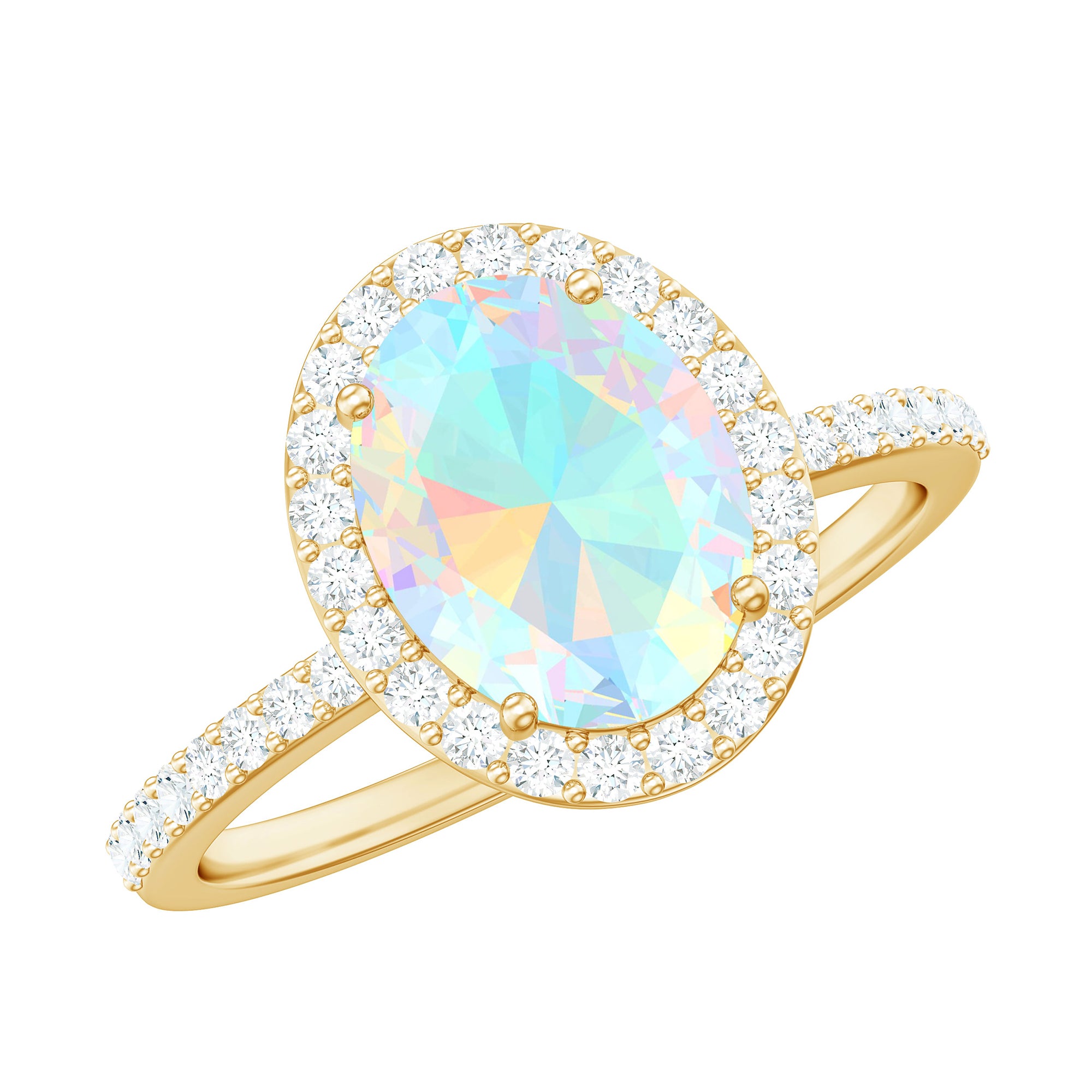 Oval Ethiopian Opal and Diamond Classic Halo Engagement Ring Ethiopian Opal - ( AAA ) - Quality - Rosec Jewels