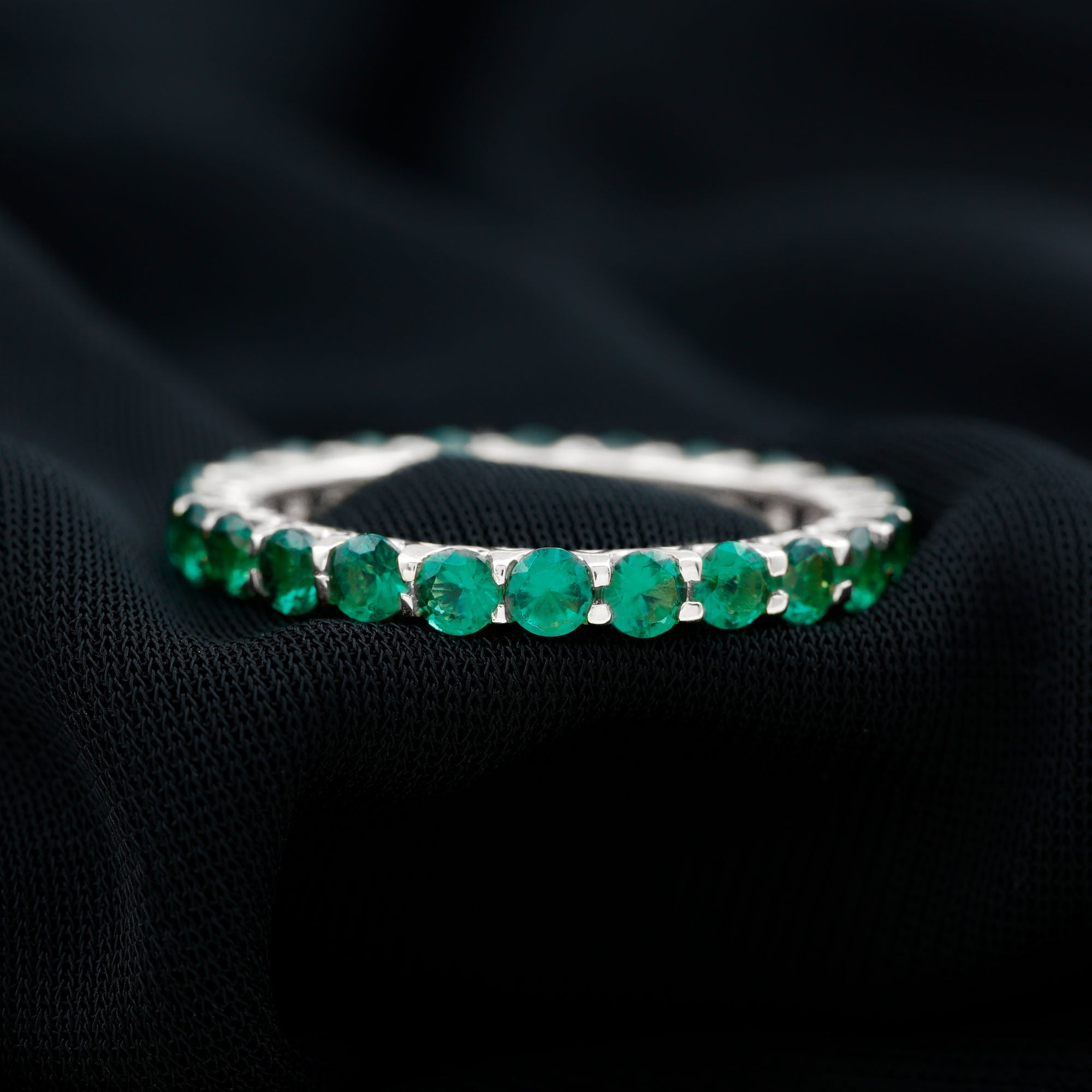 Lab Grown Emerald Simple Eternity Band Ring Lab Created Emerald - ( AAAA ) - Quality - Rosec Jewels