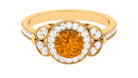 Vintage Inspired Real Citrine Engagement Ring with Diamond Citrine - ( AAA ) - Quality - Rosec Jewels