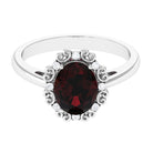 3.75 CT Vintage Inspired Garnet Engagement Ring with Diamond Garnet - ( AAA ) - Quality - Rosec Jewels