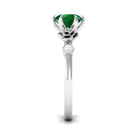 2.5 CT Solitaire Created Emerald Flower Ring with Diamond Lab Created Emerald - ( AAAA ) - Quality - Rosec Jewels