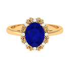 4 CT Vintage Inspired Created Blue Sapphire Engagement Ring with Diamond Lab Created Blue Sapphire - ( AAAA ) - Quality - Rosec Jewels