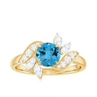 1.5 CT Swiss Blue Topaz Flower Engagement Ring with Diamond Swiss Blue Topaz - ( AAA ) - Quality - Rosec Jewels