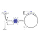 Round Tanzanite Classic Halo Engagement Ring with Diamond Tanzanite - ( AAA ) - Quality - Rosec Jewels