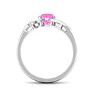 1.5 CT Pink Sapphire Flower Engagement Ring with Diamond Pink Sapphire - ( AAA ) - Quality - Rosec Jewels