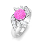 1.5 CT Pink Sapphire Flower Engagement Ring with Diamond Pink Sapphire - ( AAA ) - Quality - Rosec Jewels