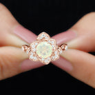 Ethiopian Opal Flower Engagement Ring with Diamond Accent Ethiopian Opal - ( AAA ) - Quality - Rosec Jewels