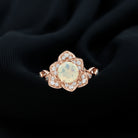 Ethiopian Opal Flower Engagement Ring with Diamond Accent Ethiopian Opal - ( AAA ) - Quality - Rosec Jewels