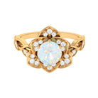 Ethiopian Opal Flower Engagement Ring with Diamond Accent Ethiopian Opal - ( AAA ) - Quality - Rosec Jewels