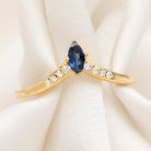 Marquise Cut Blue Sapphire and Diamond V Shape Enhancer Ring Blue Sapphire - ( AAA ) - Quality - Rosec Jewels