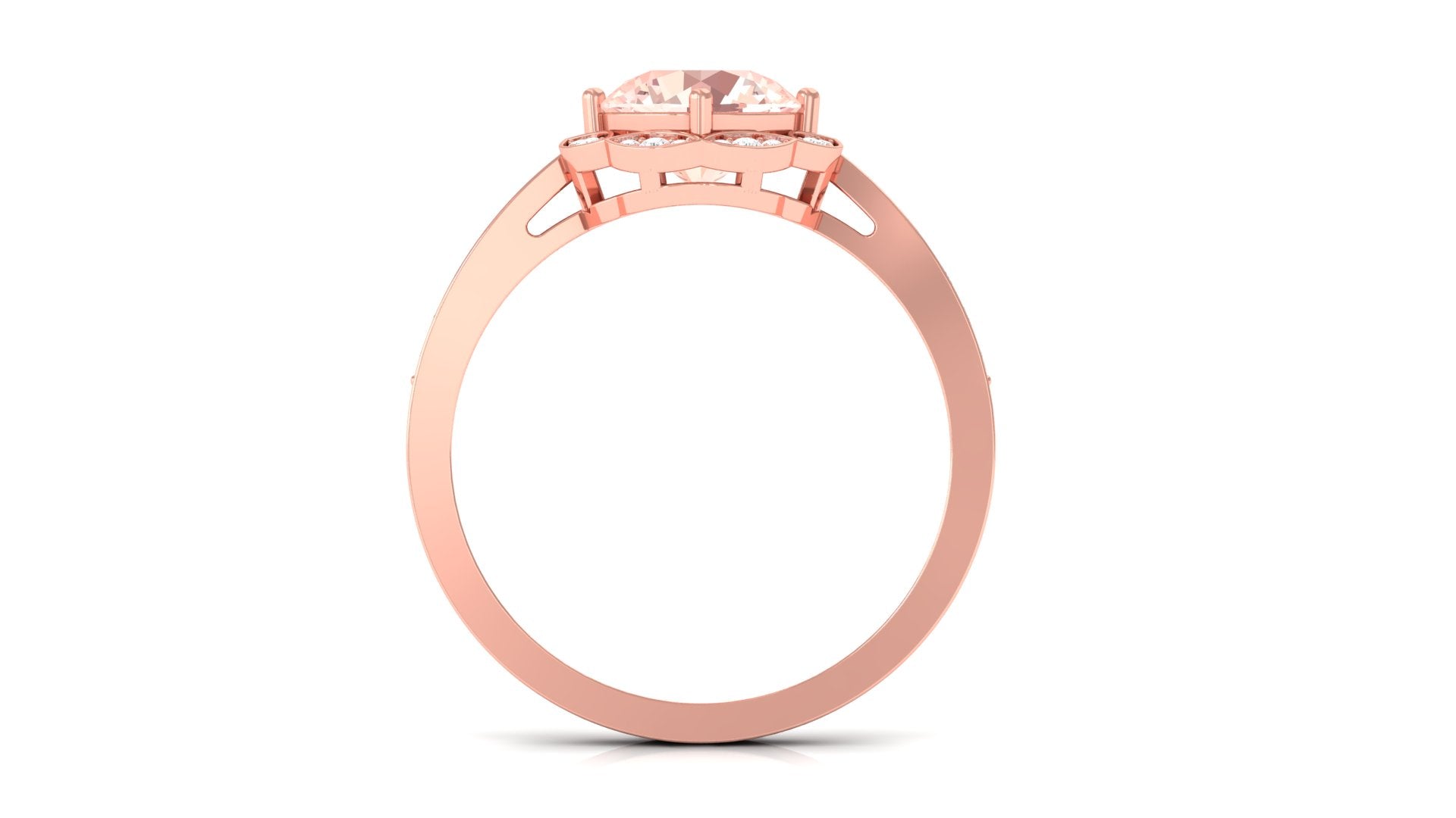 Designer Morganite and Diamond Halo Engagement Ring Morganite - ( AAA ) - Quality - Rosec Jewels