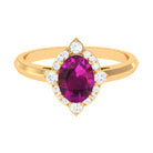 2 CT Art Deco Engagement Ring with Oval Shape Rhodolite and Diamond Accent Rhodolite - ( AAA ) - Quality - Rosec Jewels