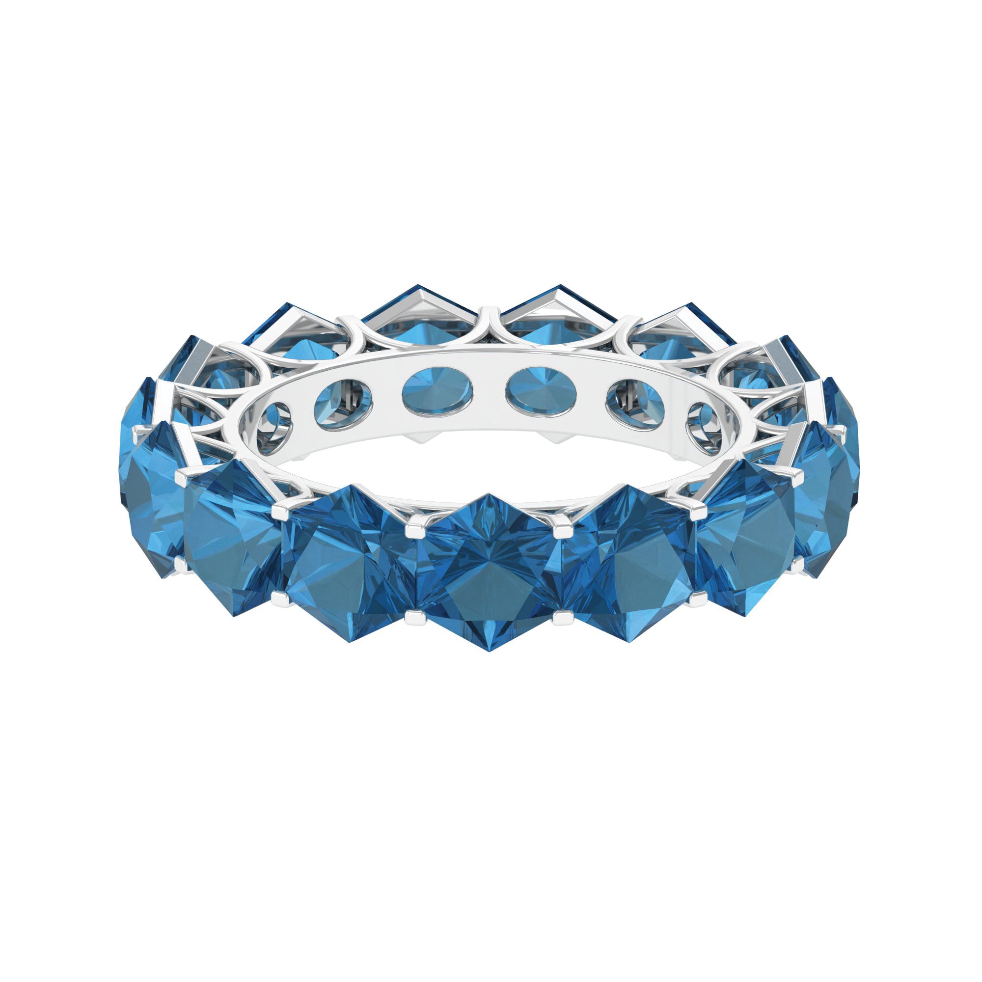 Hexagon Cut London Blue Topaz Eternity Ring London Blue Topaz - ( AAA ) - Quality - Rosec Jewels