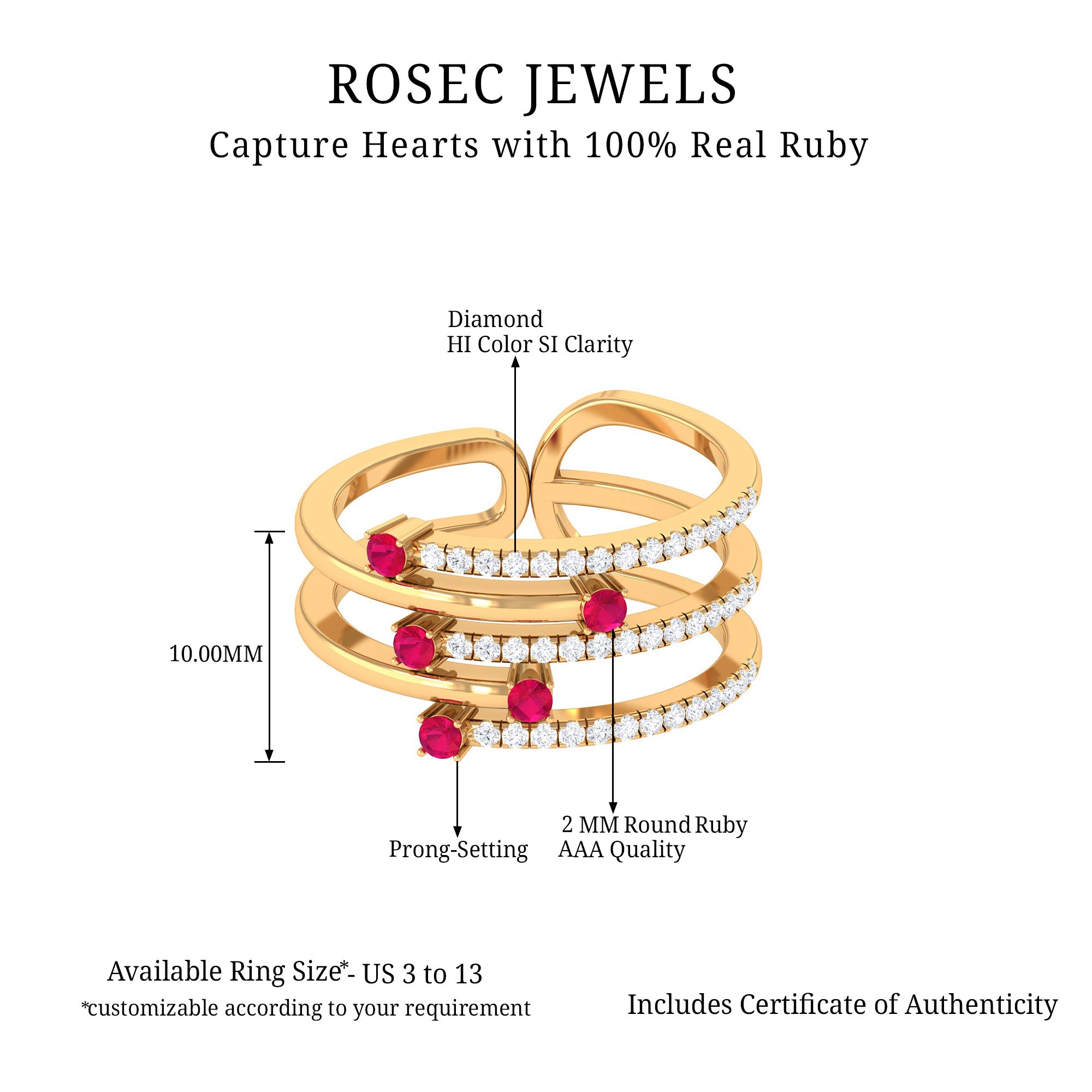 Round Ruby and Diamond Wrap Ring Ruby - ( AAA ) - Quality - Rosec Jewels