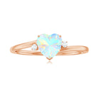 Minimal Ethiopian Opal Solitaire Heart Ring with Diamond Ethiopian Opal - ( AAA ) - Quality - Rosec Jewels