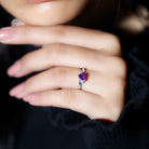 Rosec Jewels-Heart Shape Amethyst Solitaire Promise Ring with Moissanite