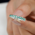 Classic Half Eternity Band Ring with Round Emerald Emerald - ( AAA ) - Quality - Rosec Jewels