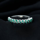 Classic Half Eternity Band Ring with Round Emerald Emerald - ( AAA ) - Quality - Rosec Jewels