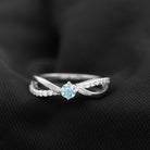 1/2 CT Sky Blue Topaz Solitaire and Diamond Gold Infinity Ring Sky Blue Topaz - ( AAA ) - Quality - Rosec Jewels