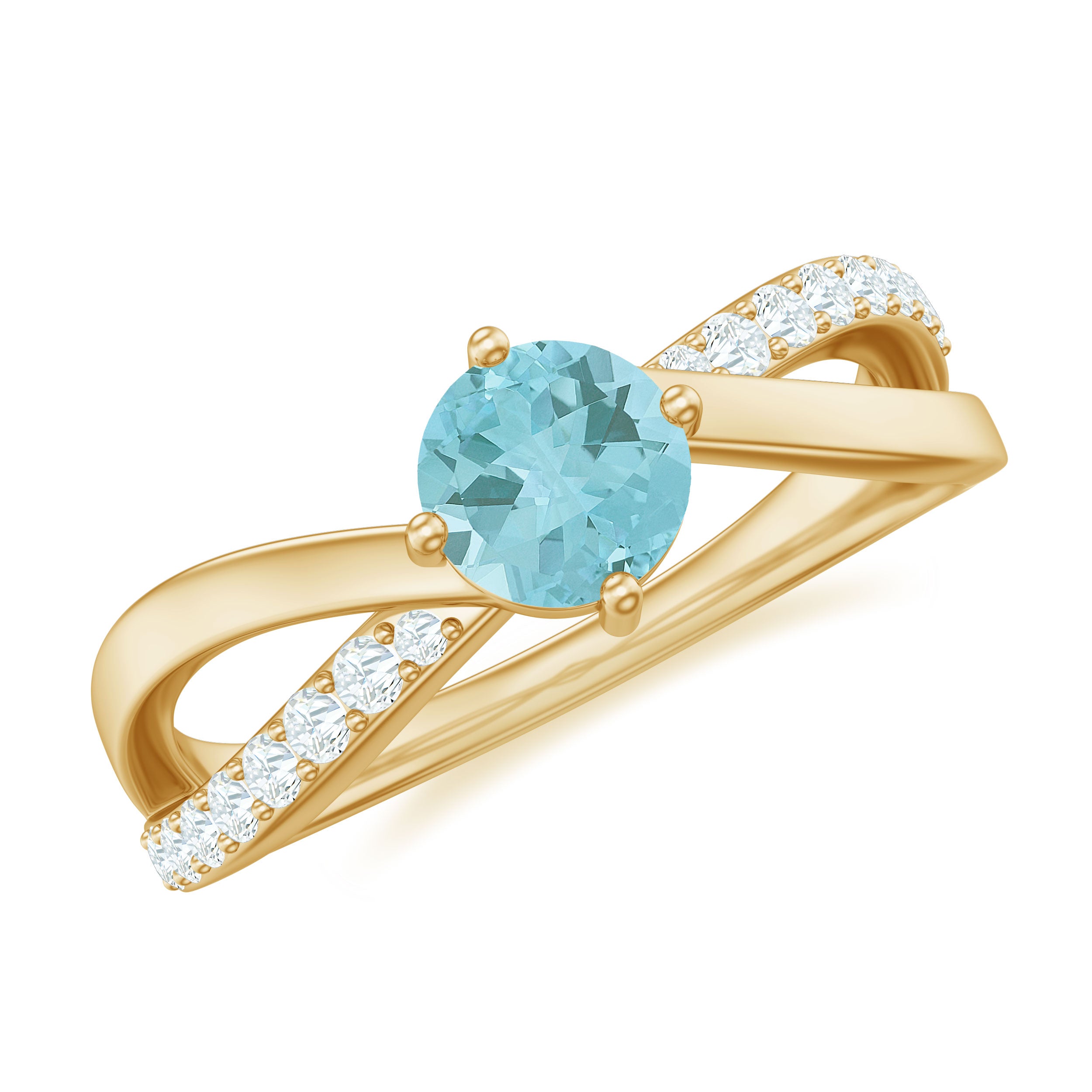 1/2 CT Sky Blue Topaz Solitaire and Diamond Gold Infinity Ring Sky Blue Topaz - ( AAA ) - Quality - Rosec Jewels