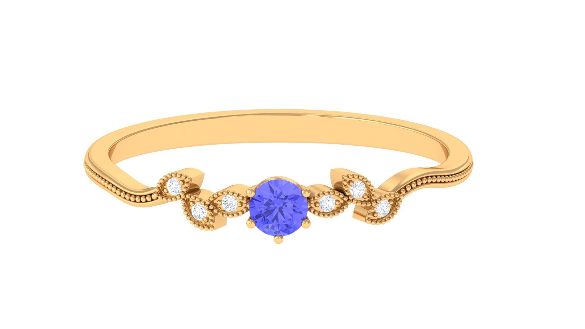 Tanzanite and Diamond Minimal Leaf Branch Ring Tanzanite - ( AAA ) - Quality - Rosec Jewels