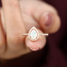 Pear Cut Ethiopian Opal and Diamond Halo Engagement Ring Ethiopian Opal - ( AAA ) - Quality - Rosec Jewels