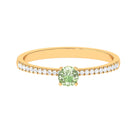 Green Sapphire Solitaire Engagement Ring with Diamond Side Stones Green Sapphire - ( AAA ) - Quality - Rosec Jewels