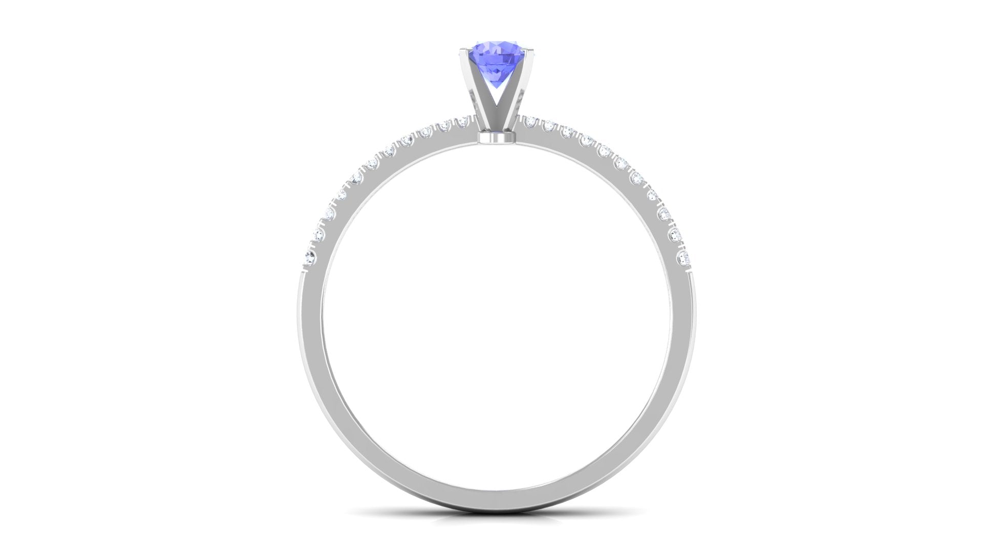 Tanzanite Solitaire Ring with Diamond Side Stones Tanzanite - ( AAA ) - Quality - Rosec Jewels