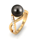 Tahitian Pearl Crossover Diamond Infinity Engagement Ring Tahitian pearl - ( AAA ) - Quality - Rosec Jewels