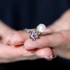 Freshwater Pearl and Amethyst Floral Toi Et Moi Ring Amethyst - ( AAA ) - Quality - Rosec Jewels