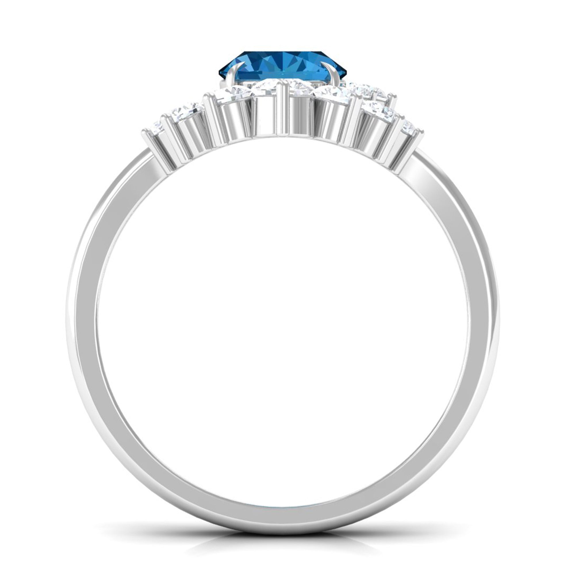 1.75 CT Swiss Blue Topaz and Diamond Engagement Enhancer Ring Set Swiss Blue Topaz - ( AAA ) - Quality - Rosec Jewels