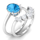 1.75 CT Swiss Blue Topaz and Diamond Engagement Enhancer Ring Set Swiss Blue Topaz - ( AAA ) - Quality - Rosec Jewels