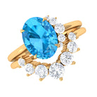 1.75 CT Swiss Blue Topaz and Diamond Engagement Enhancer Ring Set Swiss Blue Topaz - ( AAA ) - Quality - Rosec Jewels