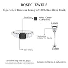 Rosec Jewels-Asscher Black Onyx Engagement Ring with Moissanite